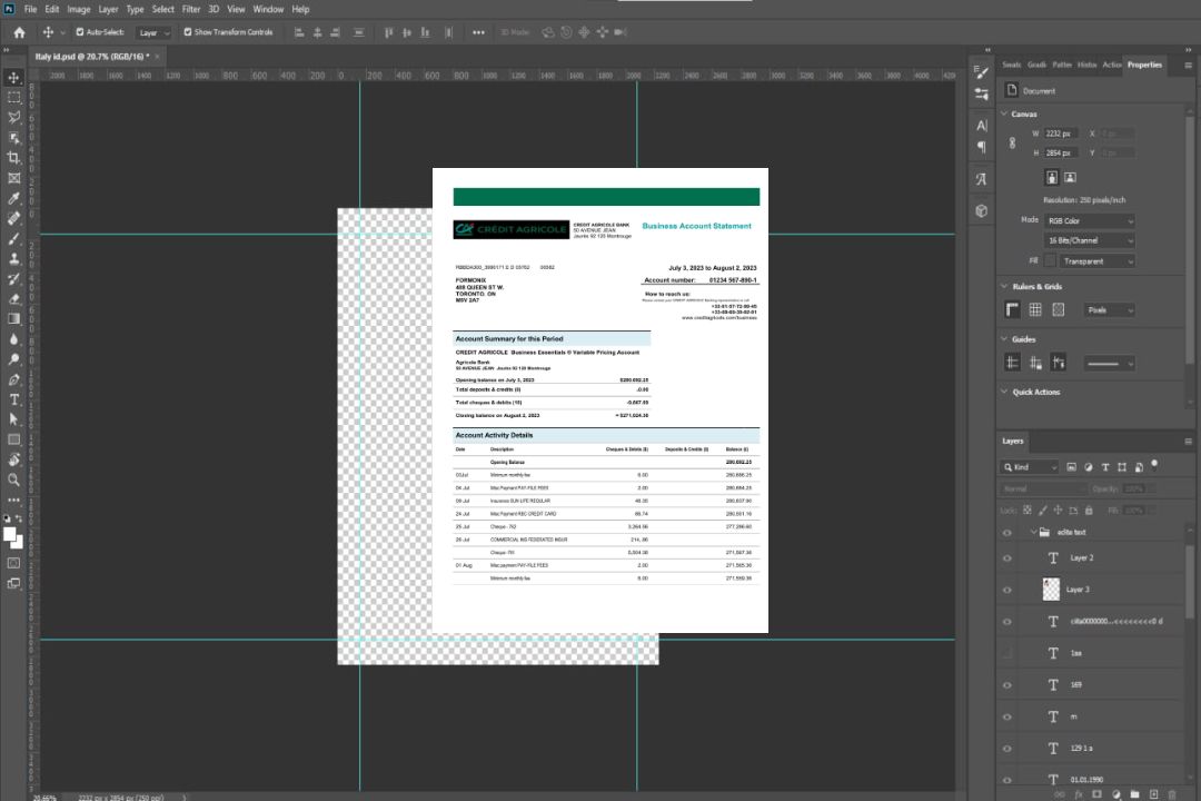 Modèle Word et PDF de relevé de compte courant d'entreprise de la Banque Crédit Agricole template Modèle Word et PDF de relevé de compte courant d'entreprise de la Banque Crédit Agricole template